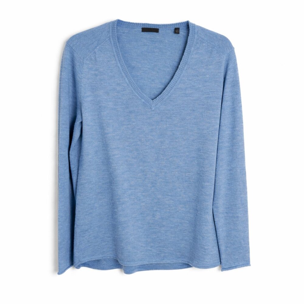 ATM Anthony Thomas Melillo 100% Cashmere V-Neck Sweater Women's Large Blue Light